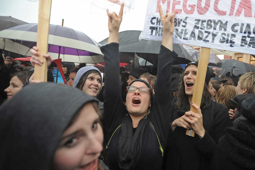 Abortion ban protests in Warsaw, Poland