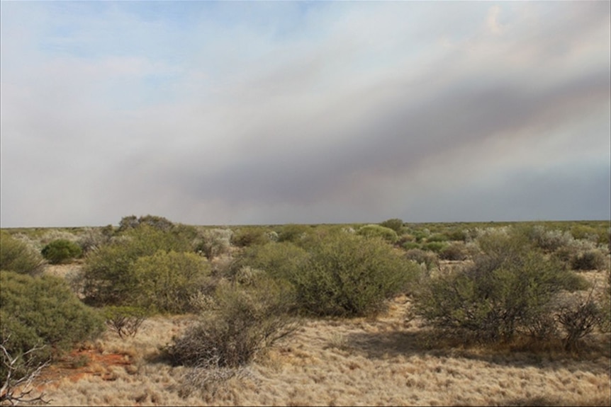 Smoke haze from Gascoyne fire rising over rangelands on Wahroonga Station