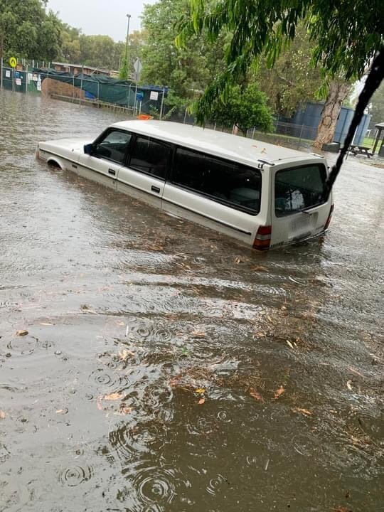 A car in flood water