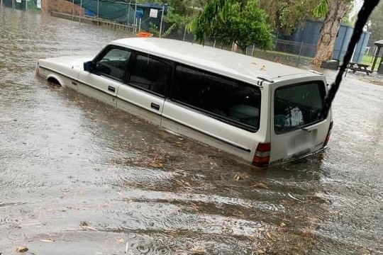 A car in flood water