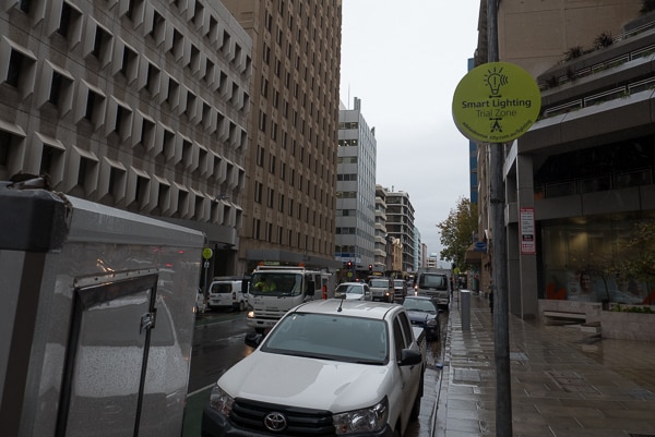 Pirie Street in Adelaide is being used to trial a new intelligent street light system.