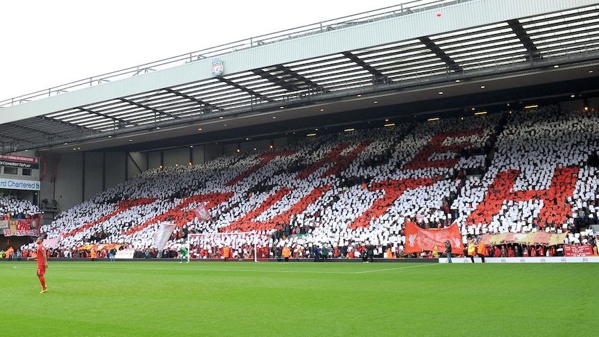 Liverpool fans pay tribute to the Hillsborough dead