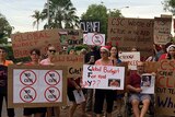 Teachers protesting against education funding changes in Casuarina in Darwin's northern suburbs