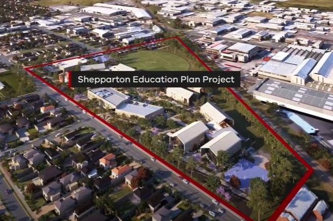 An aerial map of the location of a new high school in Shepparton.