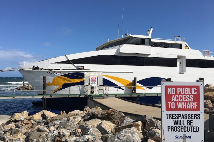 A ferry docked at Cape Jervois.