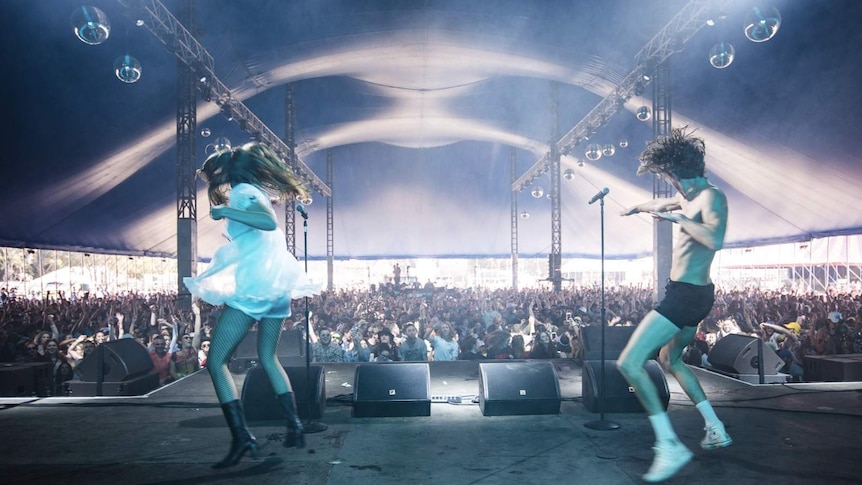 Confidence Man performing to a packed tent at Splendour In The Grass 2017