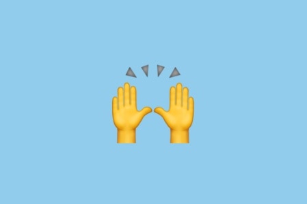 An emoji icon of two hands, palms out, with marks indicating exclamation around the fingertips.