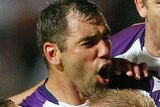 Cameron Smith celebrates golden point win over Manly