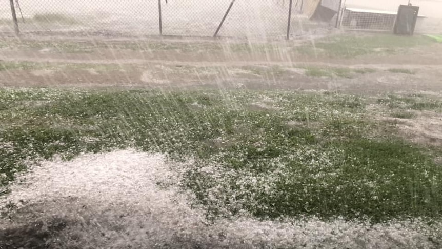Hail at Southbrook, west of Toowoomba, on October 25, 2018.