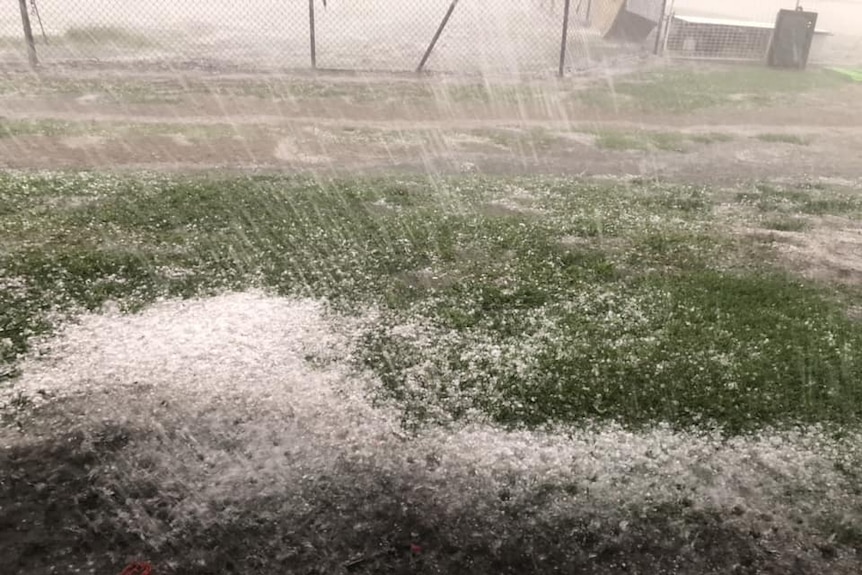 Hail at Southbrook, west of Toowoomba, on October 25, 2018.