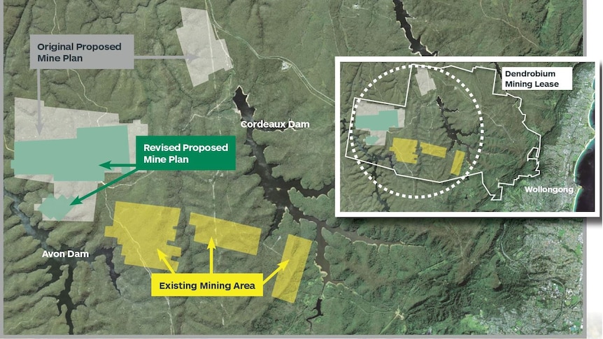 Gráfico del plan de la mina que muestra una actividad de tajo largo reducida