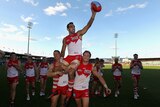Adam Goodes was victorious in his milestone 304th game for Sydney against the Hawks.