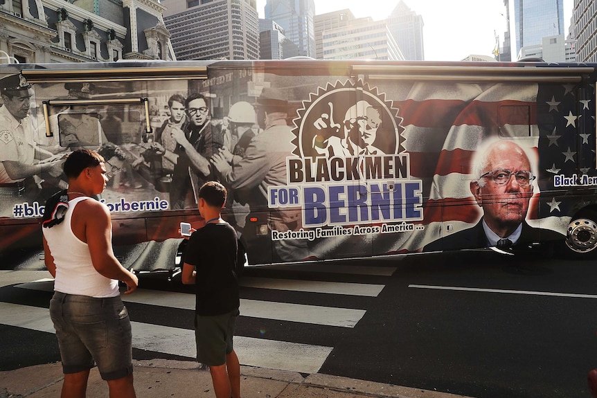 'Black Men for Bernie' bus