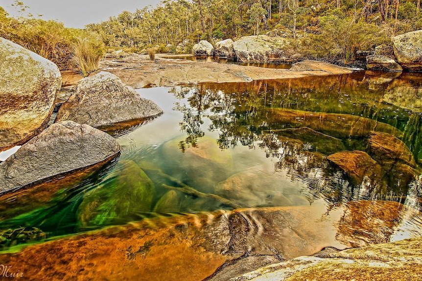 Natural water pools in rocks.