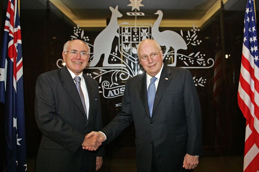 John Howard welcomes US Vice-President Dick Cheney to his office in Sydney in February 2007 (AFP: Torsten Blackwood)