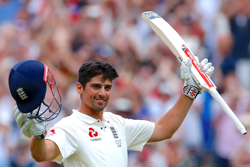 Alastair Cook salutes the MCG crowd after reaching double century