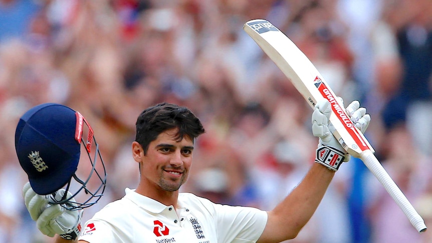 Alastair Cook salutes the MCG crowd after reaching double century