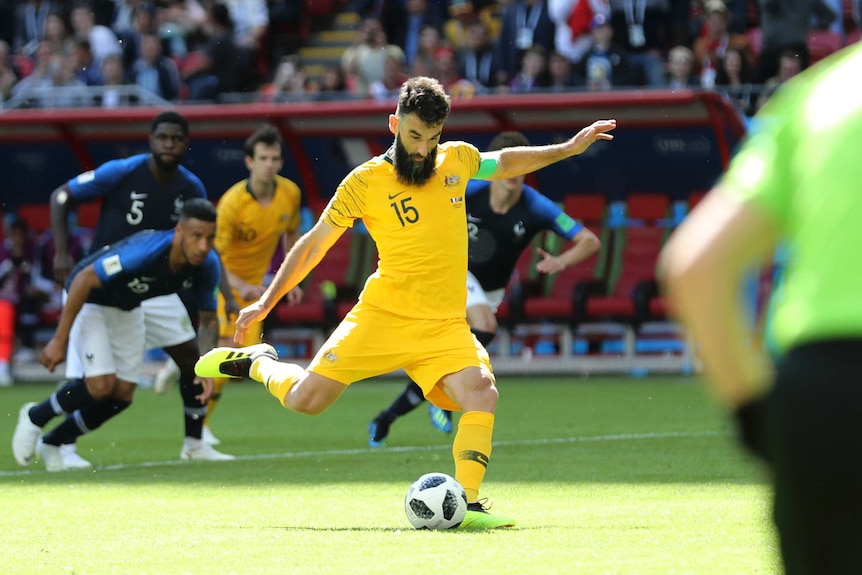 Mile Jedinak converts Australia's penalty against France