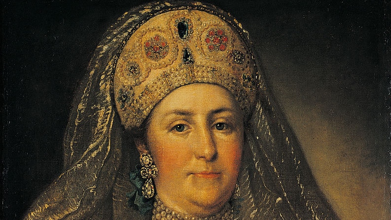 oil painting portrait of 18th Russian monarch, Catherine the Great