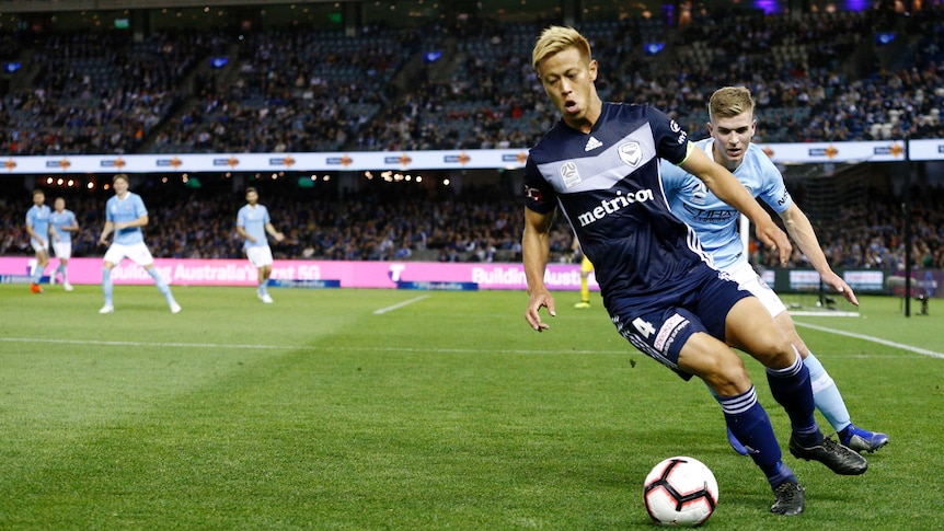 Keisuke Honda in action for the Melbourne Victory