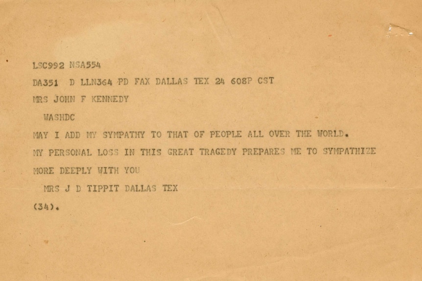 Condolence letter from Marie Tippit to Jacqueline Kennedy