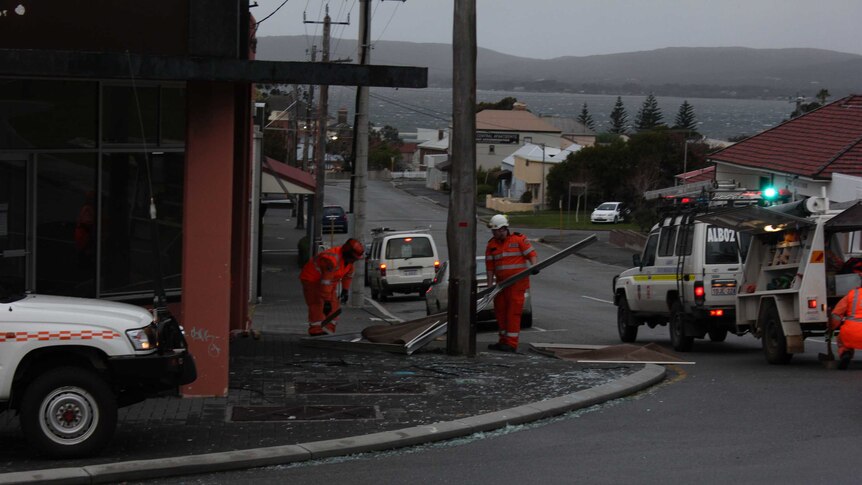 Clean up crews at work