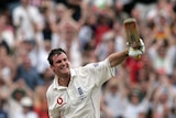 Andrew Strauss celebrates his sixth Test century