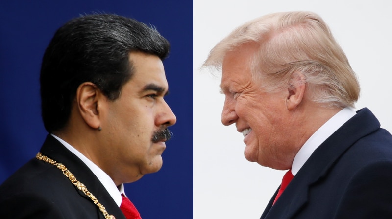A composite image of Venezuelan President Nicolas Maduro and US President Donald Trump.