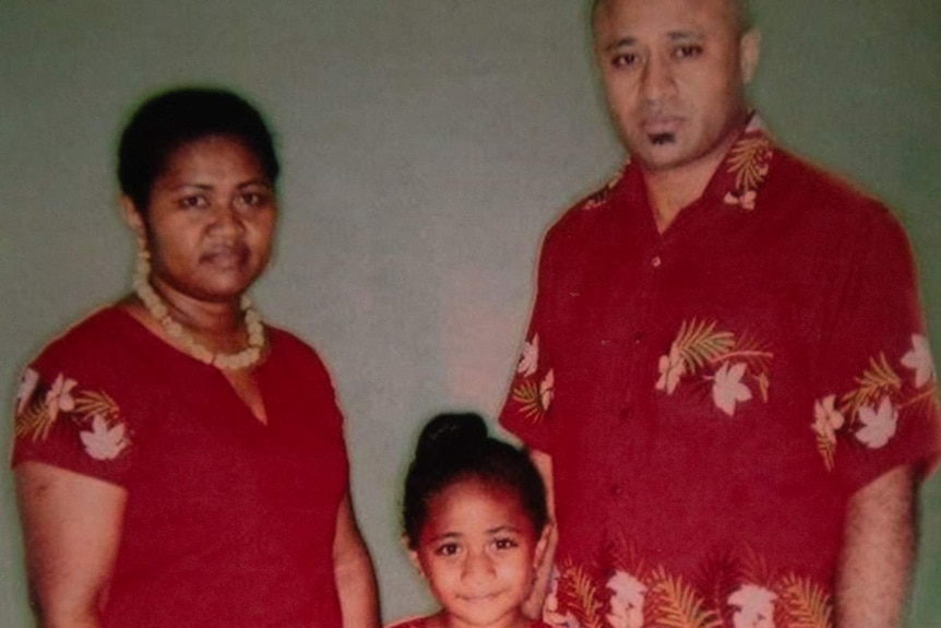 A photo shows right to left Apolinia, Deborah and Alifarete Tuitakali standing together.