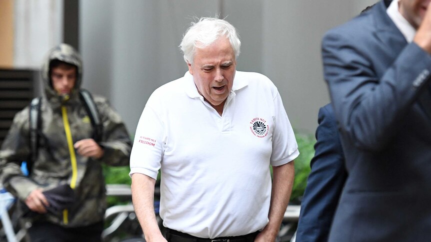 Businessman and former federal MP Clive Palmer arrives at the Federal Court in Brisbane on May 10, 2017