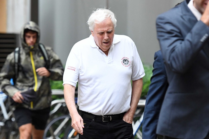 Businessman and former federal MP Clive Palmer arrives at the Federal Court in Brisbane on May 10, 2017