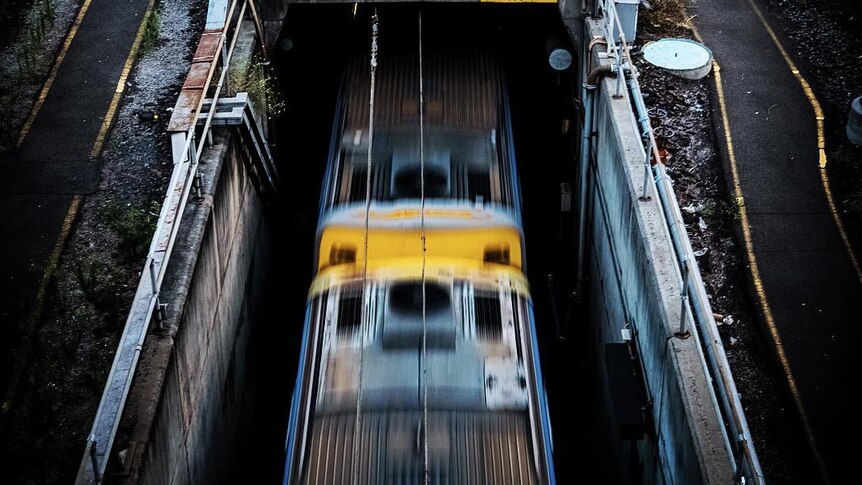 Train enters tunnel
