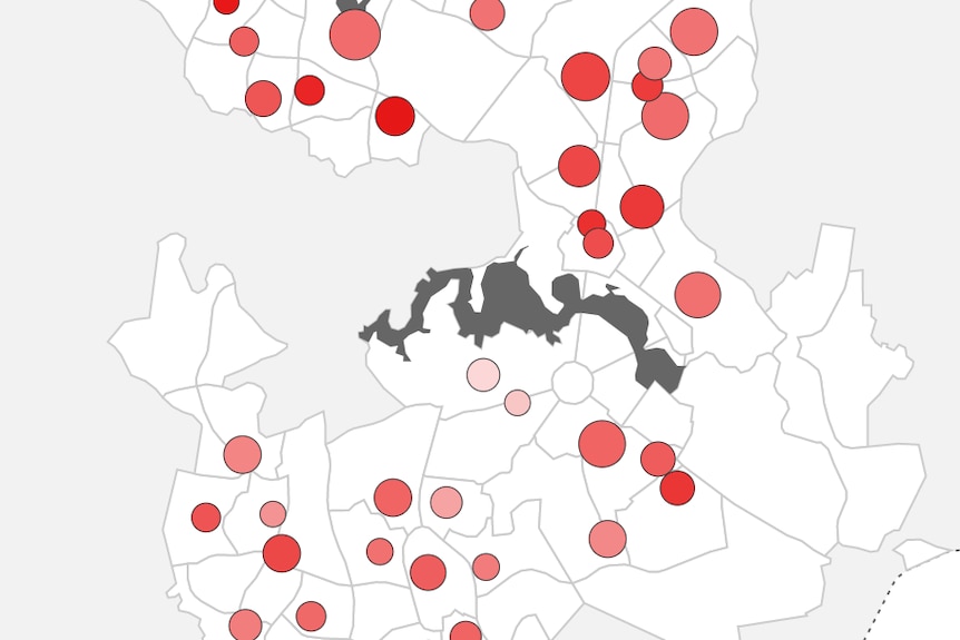 A map with red dots.