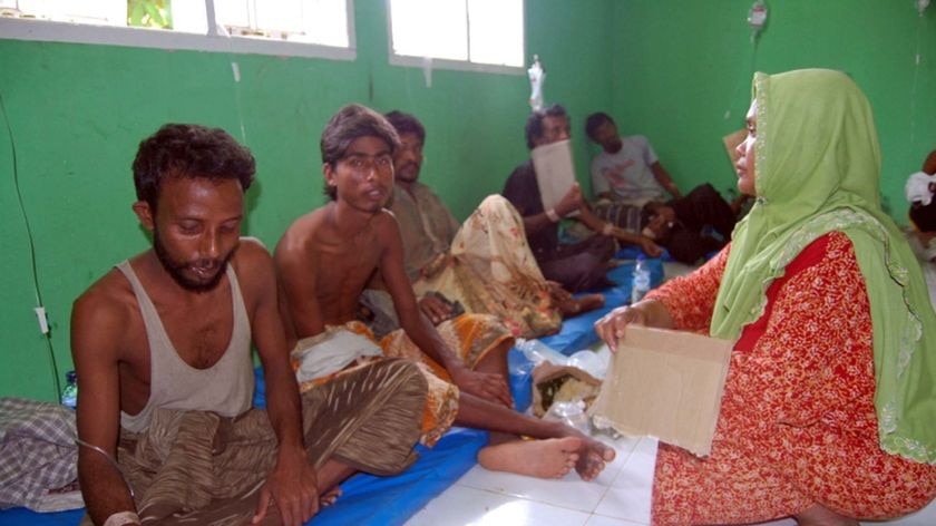 Burmese asylum seekers being treated in an Aceh hospital.