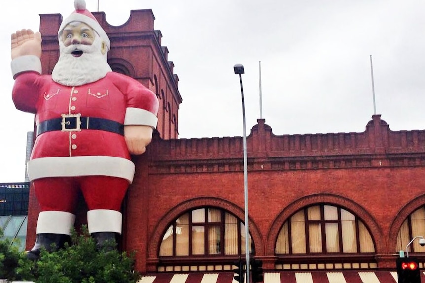 Father Christmas on the Grote Street frontage of the Central Market