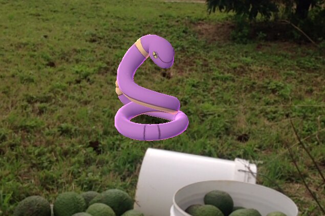 Screenshot of Pokemon snake with avocado buckets