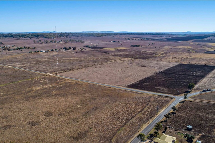 Agricultural fields are all brown and dry