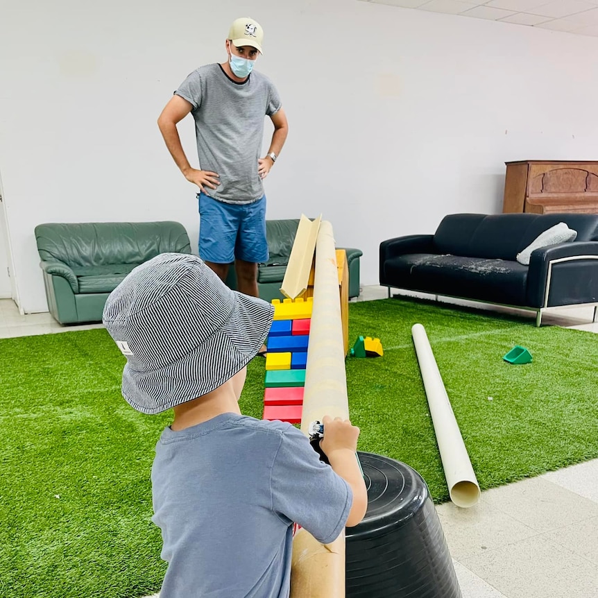 Father playing with child