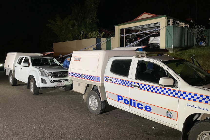 Police vehicles are parked outside an Arundel home