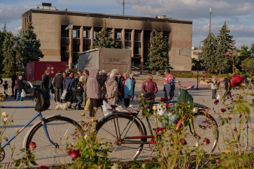 People in a queue.