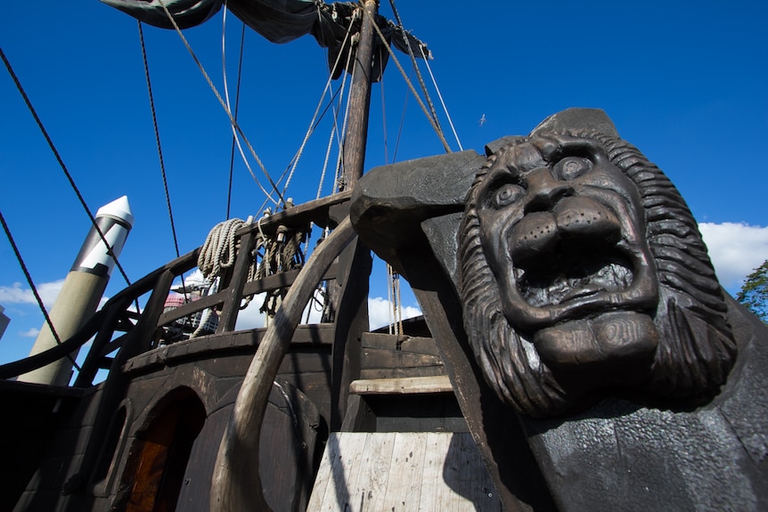 The lions head was carved by Mr Wylie and sits alongside the boat looking forward towards the bow.