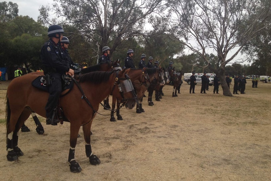 Mounted police at Heirisson Island