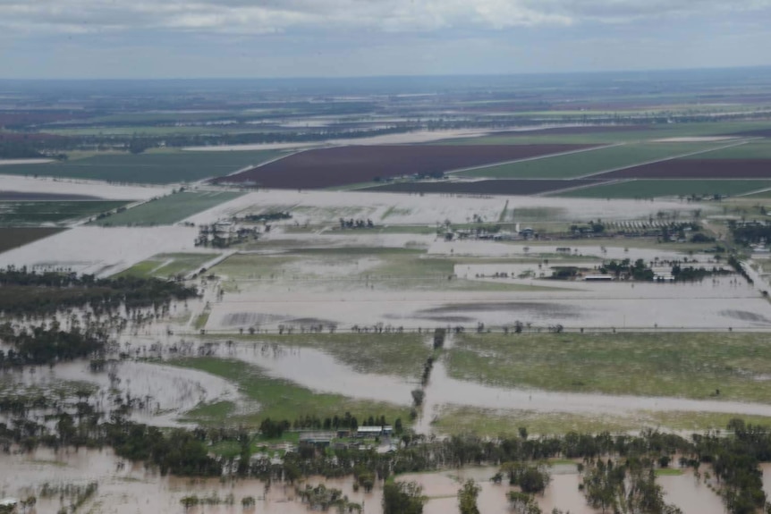 An aerial view of floods around Dalby