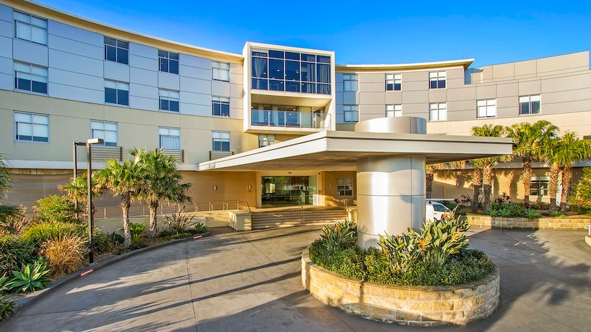 The front entrance to a high-rise building.