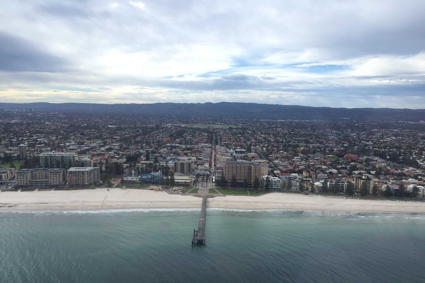 A view of Glenelg in Adelaide from the coastline.