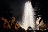 Fireworks explode around the Burj Dubai
