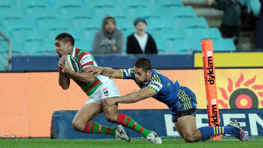 Routine victory ... Nathan Merritt scored the first of four Souths tries.