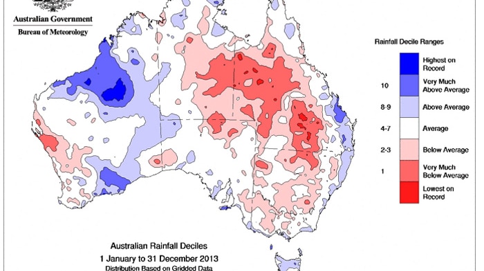 2013 annual rainfall compared with historical records