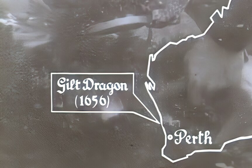 An old map showing the location of the Gilt Dragon shipwreck.
