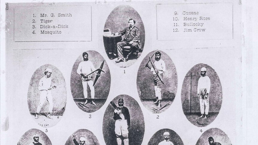 Individual portrait shots of the Aboriginal cricket team members.